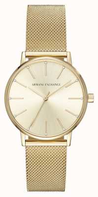 Armani Exchange Damen | goldenes Zifferblatt | goldenes Mesh-Armband aus Edelstahl AX5536