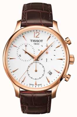 Tissot Herren-Traditionschronograph rosé vergoldetes braunes Leder T0636173603700