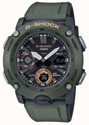 Casio | G-Shock Carbon-Kernschutz | grünes Kautschukarmband | GA-2000-3AER