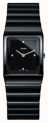 RADO Ceramica Diamanten quadratisches Zifferblatt schwarz Keramik Armbanduhr R21702702