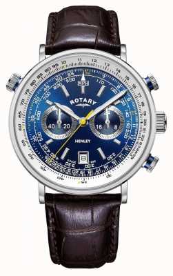 Rotary | Herren Henley Chronograph | blaues Zifferblatt | braunes Lederband GS05235/05
