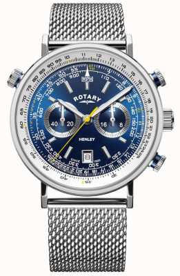 Rotary | Herren Henley Chronograph | Stahlgitterarmband | blaues Zifferblatt GB05235/05