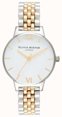 Olivia Burton | Frauen | Midi-Zifferblatt | zweifarbiges Armband | weißes Zifferblatt | OB16MDW34