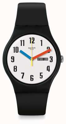 Swatch | neuer Herr | elementare Uhr | schwarzes Silikon | SO29B705