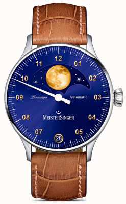 MeisterSinger Lunascope | blaues Zifferblatt | braunes Lederband LS908G