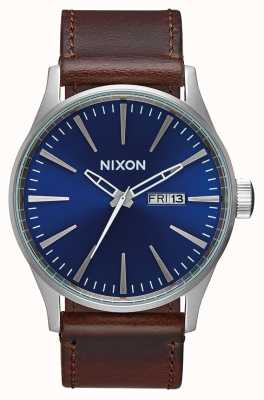 Nixon Wachleder | blau / braun | braunes Lederband | blaues Zifferblatt A105-1524-00
