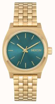 Nixon Mittlerer Zeitzähler | hellgold / türkis | goldenes Armband aus IP-Stahl A1130-2626-00