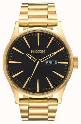 Nixon Wachposten ss | alles gold / schwarz | Gold IP Stahl Armband | schwarzes Zifferblatt A356-510-00