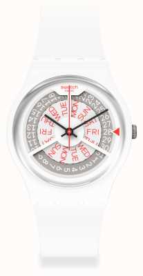 Swatch N-igma weiß | weißes Silikonband | grau / weißes Zifferblatt GW717