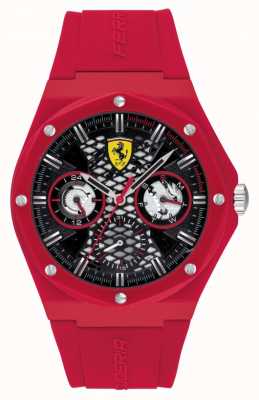 Scuderia Ferrari Streben | rotes Silikonarmband | schwarzes Zifferblatt 0830786