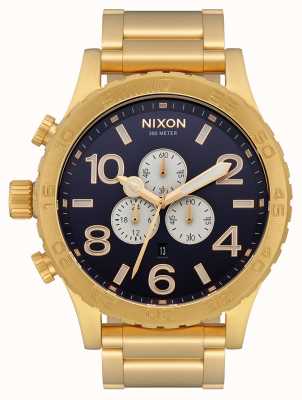 Nixon 51-30 Chrono | ganz gold / indigo | goldenes ip-armband | indigofarbenes Zifferblatt A083-2033