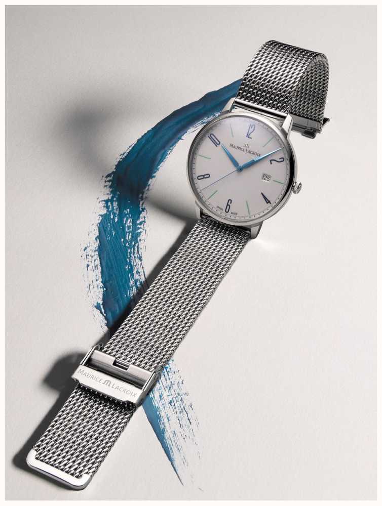 Maurice Lacroix Eliros 25-jähriges Watches™ Dattelriemenset AUT Jubiläum First EL1118-SS00E-120-C - Weiß 40mm Class