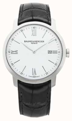 Baume & Mercier Classima-Quarz (42 mm), weißes Zifferblatt / schwarzes Kalbslederarmband M0A10414