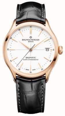 Baume & Mercier Clifton Baumatic Chronometer (39 mm), weißes Kassettenzifferblatt / schwarzes Alligatorlederarmband M0A10469