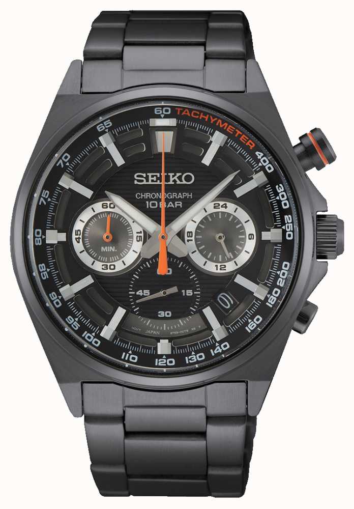 Seiko Chronograph schwarzes Edelstahlarmband SSB399P1