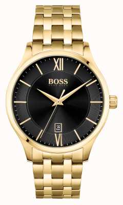 BOSS | Elite-Geschäft | goldenes Armband | schwarzes Datumszifferblatt | 1513897
