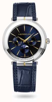 Herbelin Newport Uhr mit schmalem Mondphasen-Lederarmband 12722/T15BL