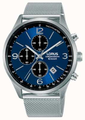 Lorus Chronograph blaues Zifferblatt Mesh-Stahlarmband RM315HX9