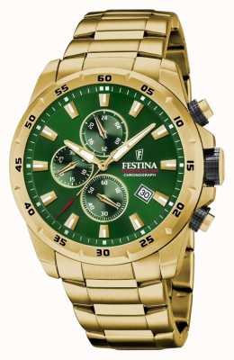 Festina Herren-Chronograph | grünes Zifferblatt | PVD-vergoldetes Armband F20541/3