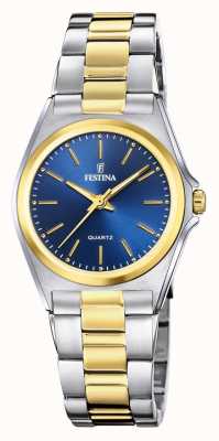estina Damen | blaues Zifferblatt | zweifarbiges Armband F20556/4
