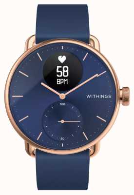 Withings Scanwatch 38mm roségold blaues Zifferblatt Hybrid Smartwatch mit EKG HWA09-MODEL 6-ALL-INT