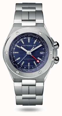 Herbelin Cap Camarat GMT Uhr aus Edelstahl mit blauem Zifferblatt 1445/B15