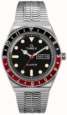 Timex Q Taucher-inspiriertes Edelstahlgehäuse, schwarzes Zifferblatt, Edelstahlband TW2U61300