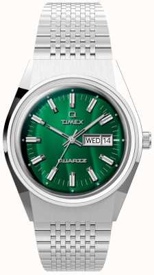Timex Q Falcon Eye Edelstahlarmband grünes Zifferblatt TW2U95400