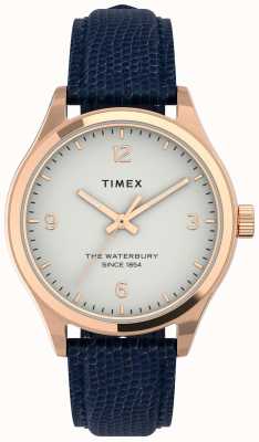 Timex Roségoldfarbenes Waterbury-Gehäuse für Damen und marineblaues Armband TW2U97600