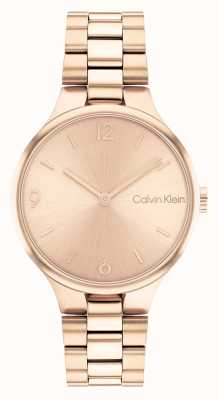 Calvin Klein Armbanduhr aus roségoldenem Edelstahl mit Sunray-Zifferblatt 25200131