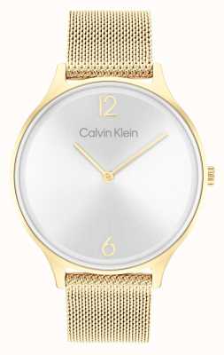 Calvin Klein 2h silbernes Zifferblatt | goldenes Mesh-Armband aus Edelstahl 25200003