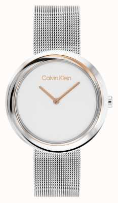 Calvin Klein Silbernes Damenzifferblatt | Mesh-Armband aus Edelstahl 25200011