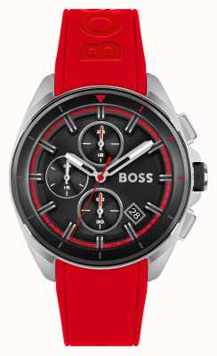BOSS Volane | schwarzes Chronographenzifferblatt | rotes Silikonband 1513959