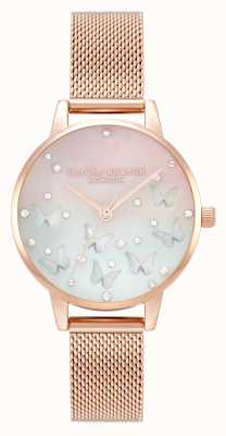 Olivia Burton Funkelnde Schmetterlings-Armbanduhr mit rosa Verlaufszifferblatt OB16MB38