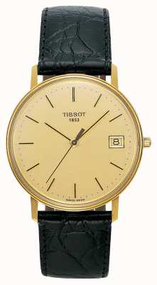 Tissot Goldrun Hesalite 18 Karat Gold schwarzes Lederband T71340121