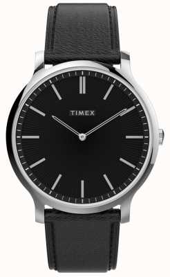 Timex Galerie der Männer | schwarzes Zifferblatt | schwarze Lederuhr TW2V28300