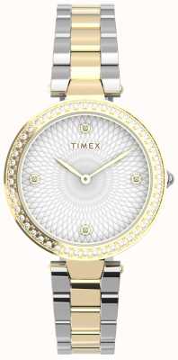 Timex Schmücken Sie mit Kristallen zweifarbige gold- und silberfarbene Uhr TW2V24500