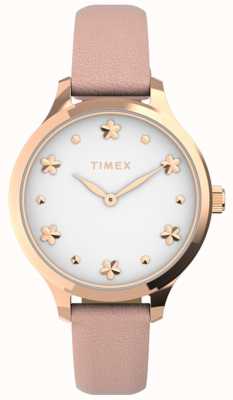 Timex Peyton für Damen | weißes Zifferblatt | rosa Lederband TW2V23700