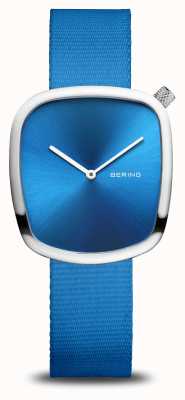 Bering Kiesel | poliertes Silber | recyceltes blaues Band 18034-308