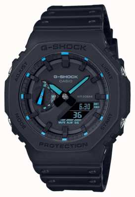 Casio Blaue Details der G-Shock 2100 Utility Black Series GA-2100-1A2ER