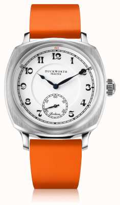 Duckworth Prestex Bolton kleine Sekunde | weißes Zifferblatt, orangefarbenes Kautschukarmband D667-02-OR