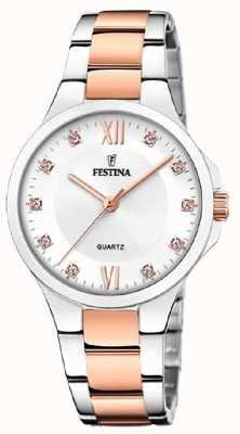estina Damen rose-pltd. Uhr mit cz-Set und Stahlarmband F20612/1