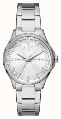 Armani Exchange Damen | silbernes kristallbesetztes Zifferblatt | Edelstahlarmband AX5256