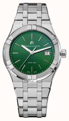 Maurice Lacroix Aikon Quarz 40 mm Uhr mit grünem Zifferblatt AI1108-SS002-630-1
