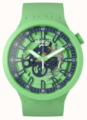 Swatch Große, kräftige, mattgrüne Uhr mit frischem Druck SB01G101