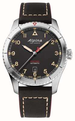 Alpina Starter-Pilot | schwarzes Zifferblatt | braunes Lederband AL-525BBG4S26