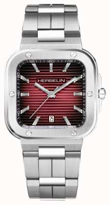 Herbelin Uhr mit rechteckigem Zifferblatt und rotem Farbverlauf von Cap Camarat 12246B18