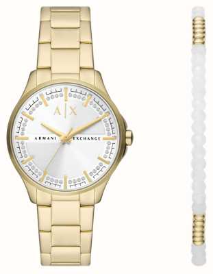 Armani Exchange Geschenkset mit PVD-vergoldeter Uhr und Armband AX7139SET