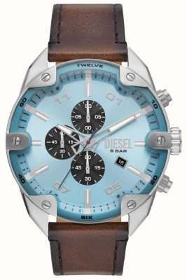 Diesel Uhr mit blauem Chronographen und braunem Lederarmband DZ4606