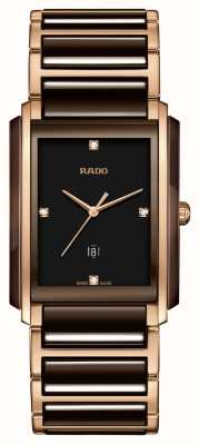 RADO Uhr mit integriertem Diamanten und braunem quadratischem High-Tech-Zifferblatt aus Keramik R20219712
